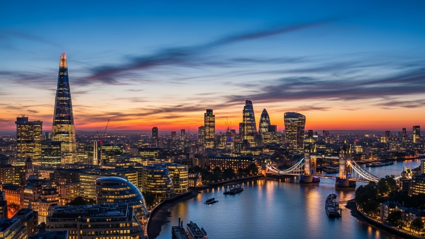 London skyline at dusk